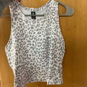 White and Grey Cheetah Print Workout Top - Never Worn